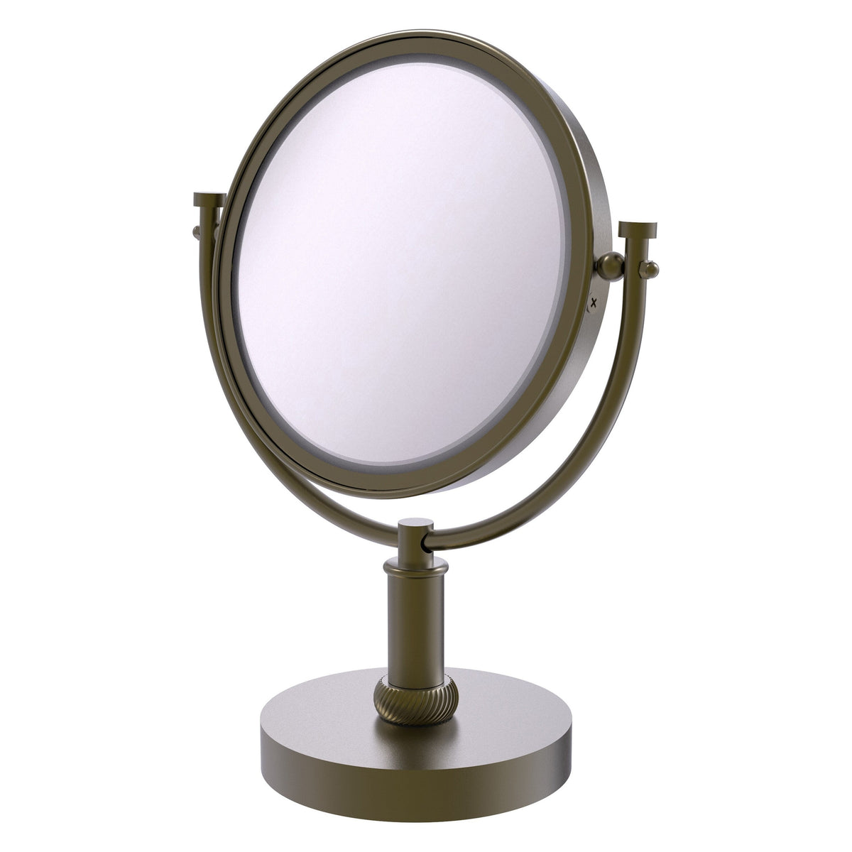Allied Brass 8-in x 15-in Antique Brass Double-Sided 2x Magnifying Countertop Vanity Mirror