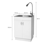 All-in-One 24.2 in. x 21.3 in. x 33.8 in. Stainless Steel Laundry/ Utility Sink and Cabinet - Super Arbor