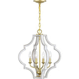 Progress Lighting Teigen 18-in Antique White & Vintage Gold Geometric 4-Light Pendant