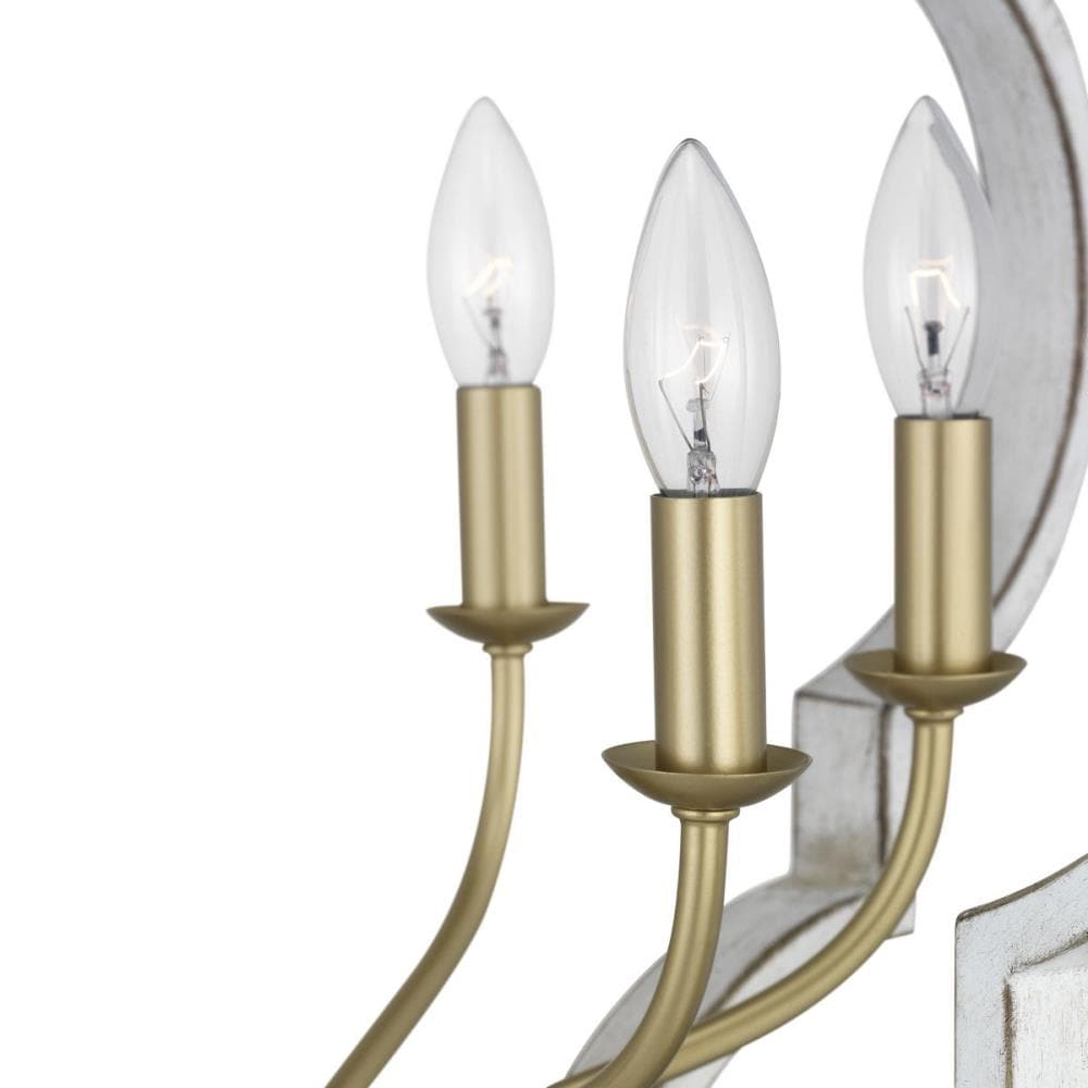 Progress Lighting Teigen 6-Light Antique White and Vintage Gold Transitional Geometric Large Hanging Pendant Light