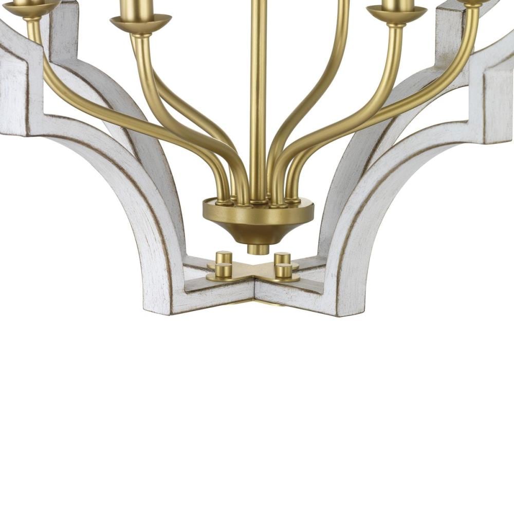 Progress Lighting Teigen 6-Light Antique White and Vintage Gold Transitional Geometric Large Hanging Pendant Light