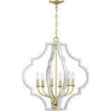 Progress Lighting Teigen 6-Light Antique White and Vintage Gold Transitional Geometric Large Hanging Pendant Light