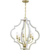 Progress Lighting Teigen 6-Light Antique White and Vintage Gold Transitional Geometric Large Hanging Pendant Light