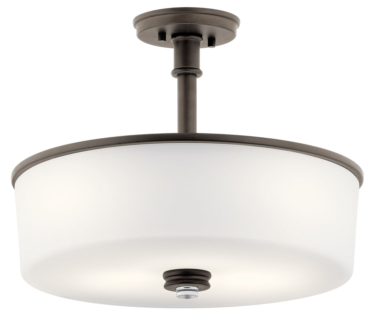 Kichler Joelson 3-Light Olde Bronze Transitional Etched Glass Drum LED Medium Hanging Pendant Light