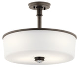 Kichler Joelson 3-Light Olde Bronze Transitional Etched Glass Drum LED Medium Hanging Pendant Light