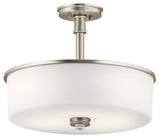 Kichler Joelson 3-Light Brushed Nickel Transitional Etched Glass Drum LED Medium Hanging Pendant Light