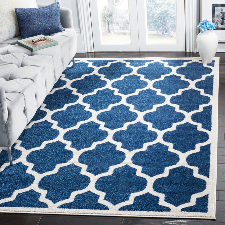 Safavieh Amherst Barret 10 x 14 Navy/Beige Indoor/Outdoor Trellis Farmhouse/Cottage Area Rug