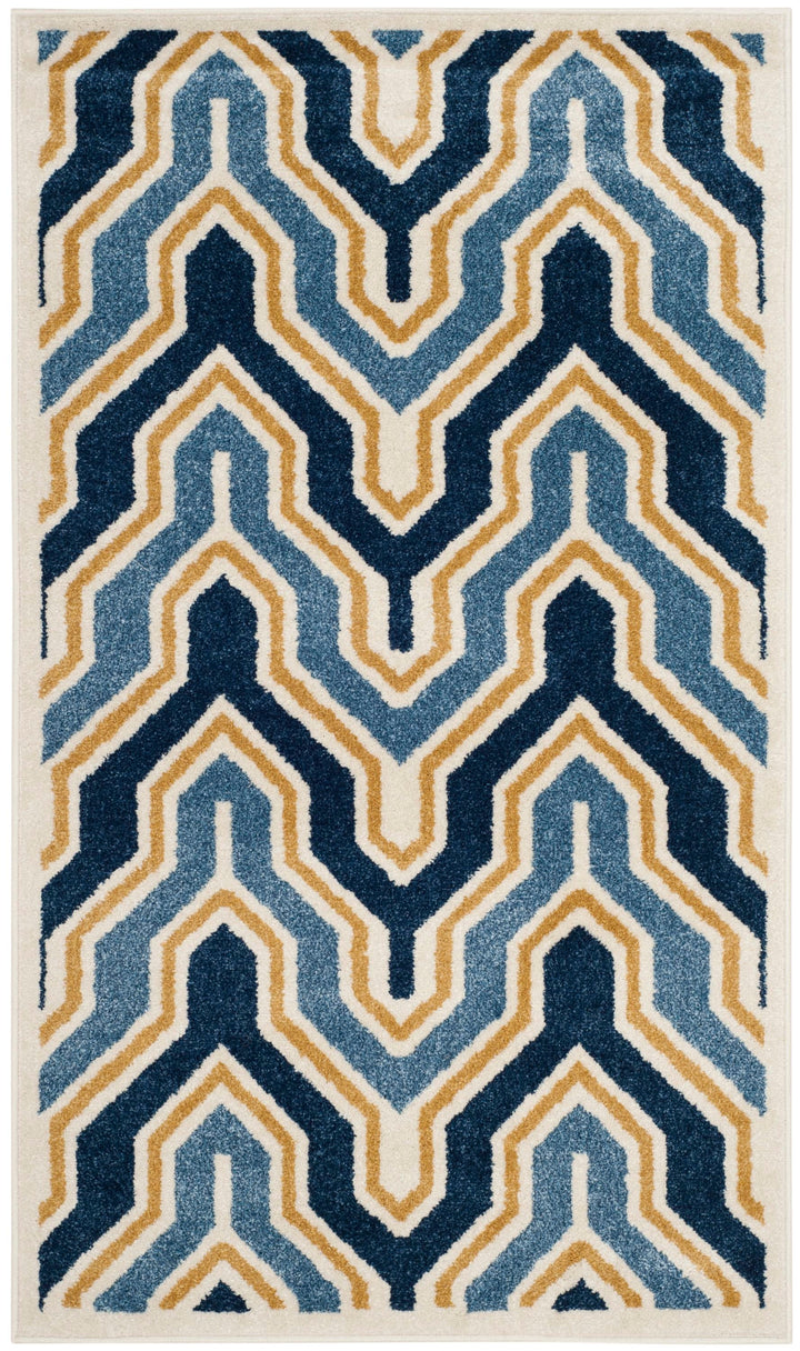 Safavieh Amherst Barkley 3 x 5 Ivory/Gold Indoor/Outdoor Abstract Mid-Century Modern Throw Rug