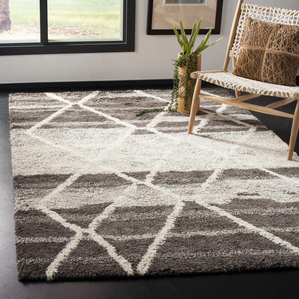 Safavieh Casablanca Safi Shag 5 x 8 Sand/Ivory Indoor Trellis Moroccan Handcrafted Area Rug