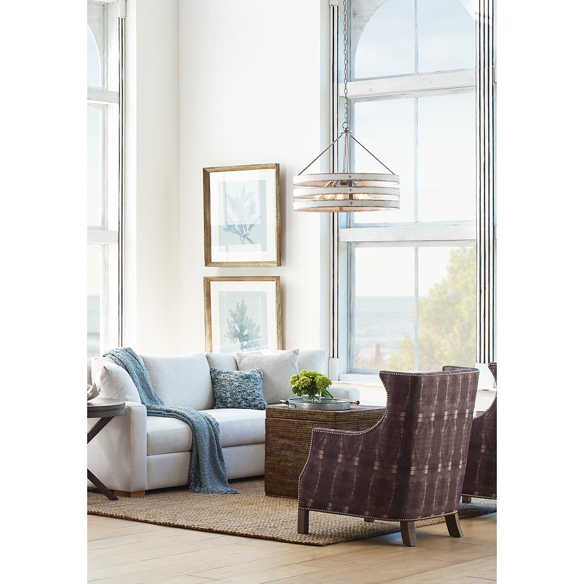 Progress Lighting Gulliver 5-Light Galvanized Industrial Drum Large Hanging Pendant Light