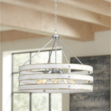 Progress Lighting Gulliver 5-Light Galvanized Industrial Drum Large Hanging Pendant Light