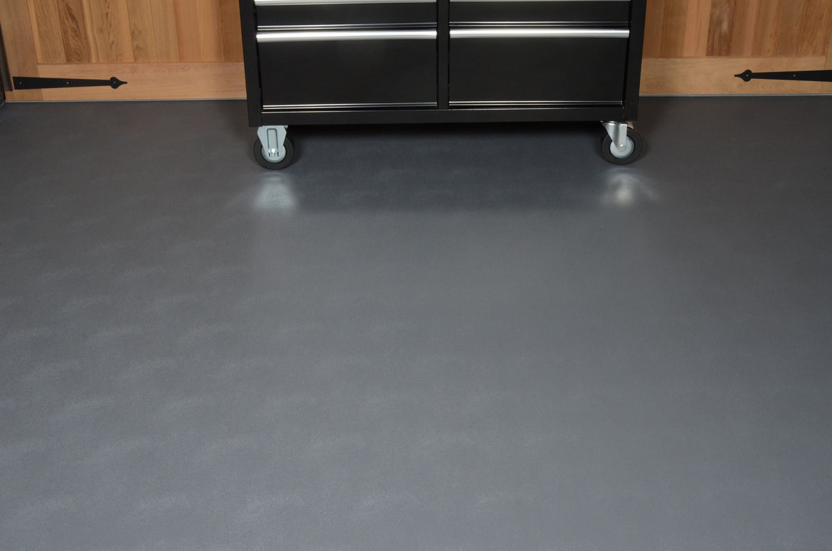 G-Floor Levant 5-ft x 10-ft Slate Grey Leather-Look PVC Garage Floor Roll, 55 mil