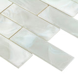 Elida Ceramica White 12-in x 12-in Glossy Glass Brick Mosaic Wall Tile, 1.06-sq ft