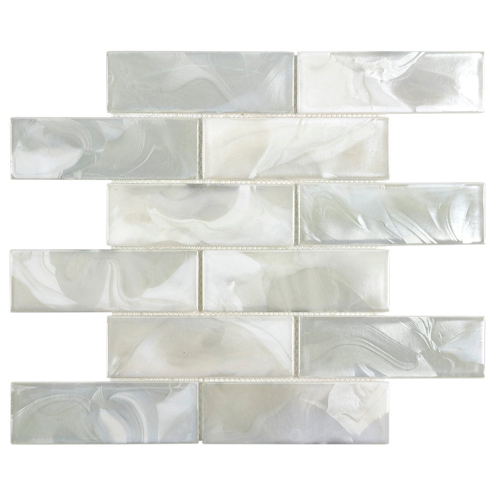 Elida Ceramica White 12-in x 12-in Glossy Glass Brick Mosaic Wall Tile, 1.06-sq ft