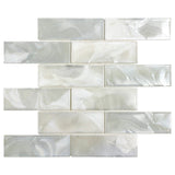 Elida Ceramica White 12-in x 12-in Glossy Glass Brick Mosaic Wall Tile, 1.06-sq ft