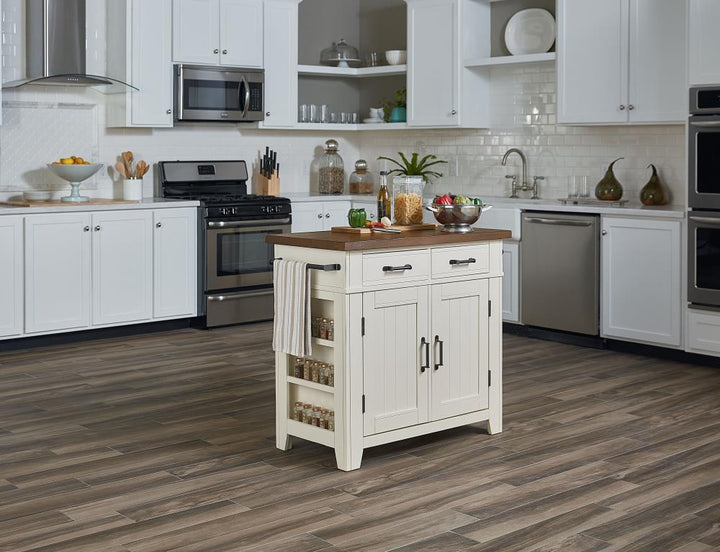 OSP Home Furnishings White Wood Base with MDF Wood Top Kitchen Island (39-in x 21-in x 36-in)