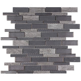 Elida Ceramica Dark Mountain 12-in x 12-in Crackled Ceramic/Stone Slate Linear Mosaic Wall Tile