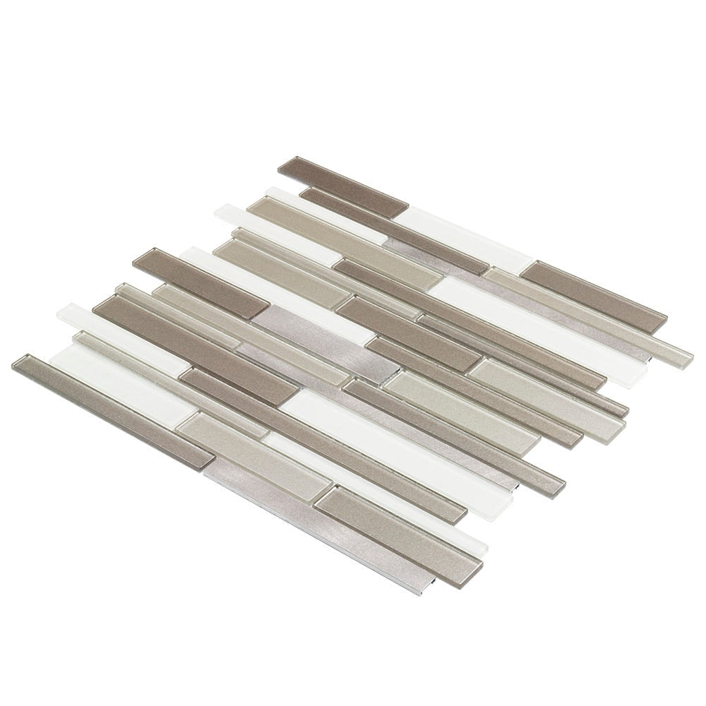 Elida Ceramica Coquina Ridge 12-in x 12-in Multi-Finish Glass/Metal Linear Mosaic Wall Tile