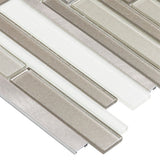 Elida Ceramica Coquina Ridge 12-in x 12-in Multi-Finish Glass/Metal Linear Mosaic Wall Tile