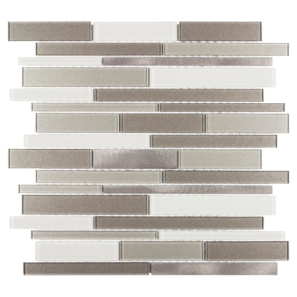 Elida Ceramica Coquina Ridge 12-in x 12-in Multi-Finish Glass/Metal Linear Mosaic Wall Tile