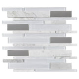 Elida Ceramica White 12-in x 12-in Mirrored Glass/Stone Linear Mosaic Wall Tile