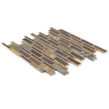 Elida Ceramica Natural Mountain 12-in x 12-in Crackled Ceramic/Stone Slate Linear Mosaic Wall Tile