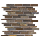 Elida Ceramica Natural Mountain 12-in x 12-in Crackled Ceramic/Stone Slate Linear Mosaic Wall Tile