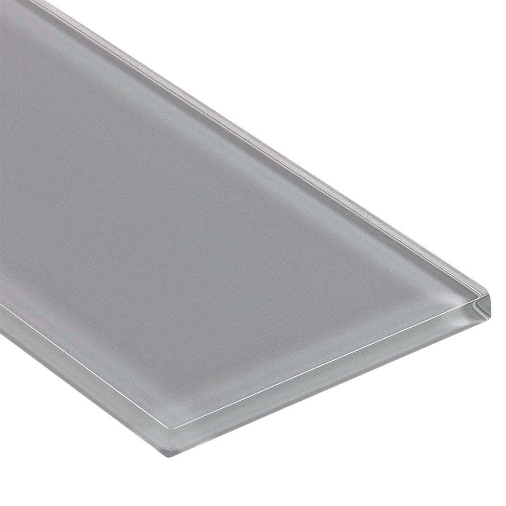 Elida Ceramica Grey Glass 4-in x 8-in Glossy Subway Wall Tile