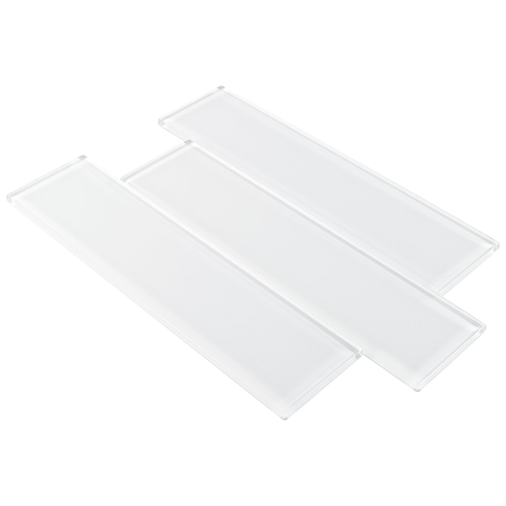Elida Ceramica 3x12 Super White Glossy Glass Subway Wall Tile, 3-in x 12-in