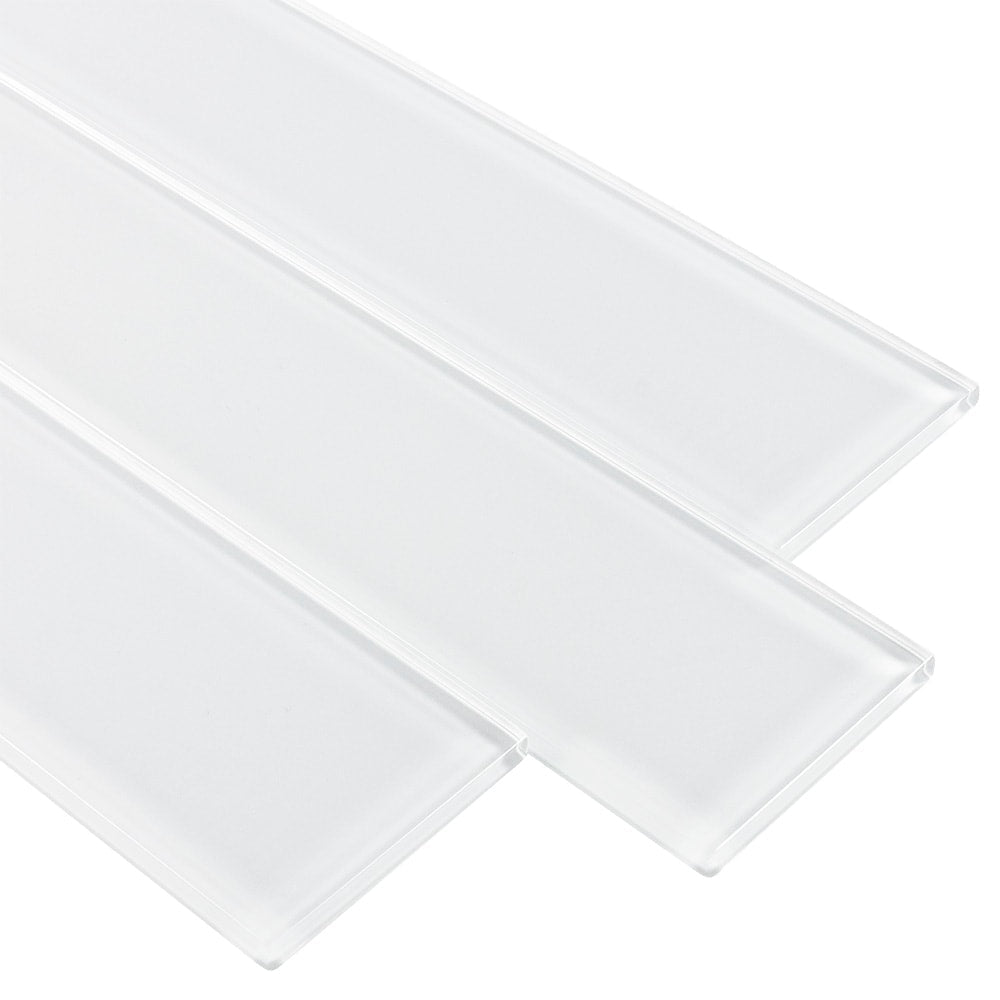 Elida Ceramica 3x12 Super White Glossy Glass Subway Wall Tile, 3-in x 12-in