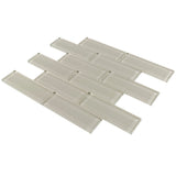 Elida Ceramica 2-in x 6-in Beige Glossy Glass Brick Mosaic Wall Tile, 12-in x 12-in Sheet