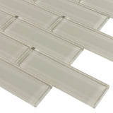 Elida Ceramica 2-in x 6-in Beige Glossy Glass Brick Mosaic Wall Tile, 12-in x 12-in Sheet