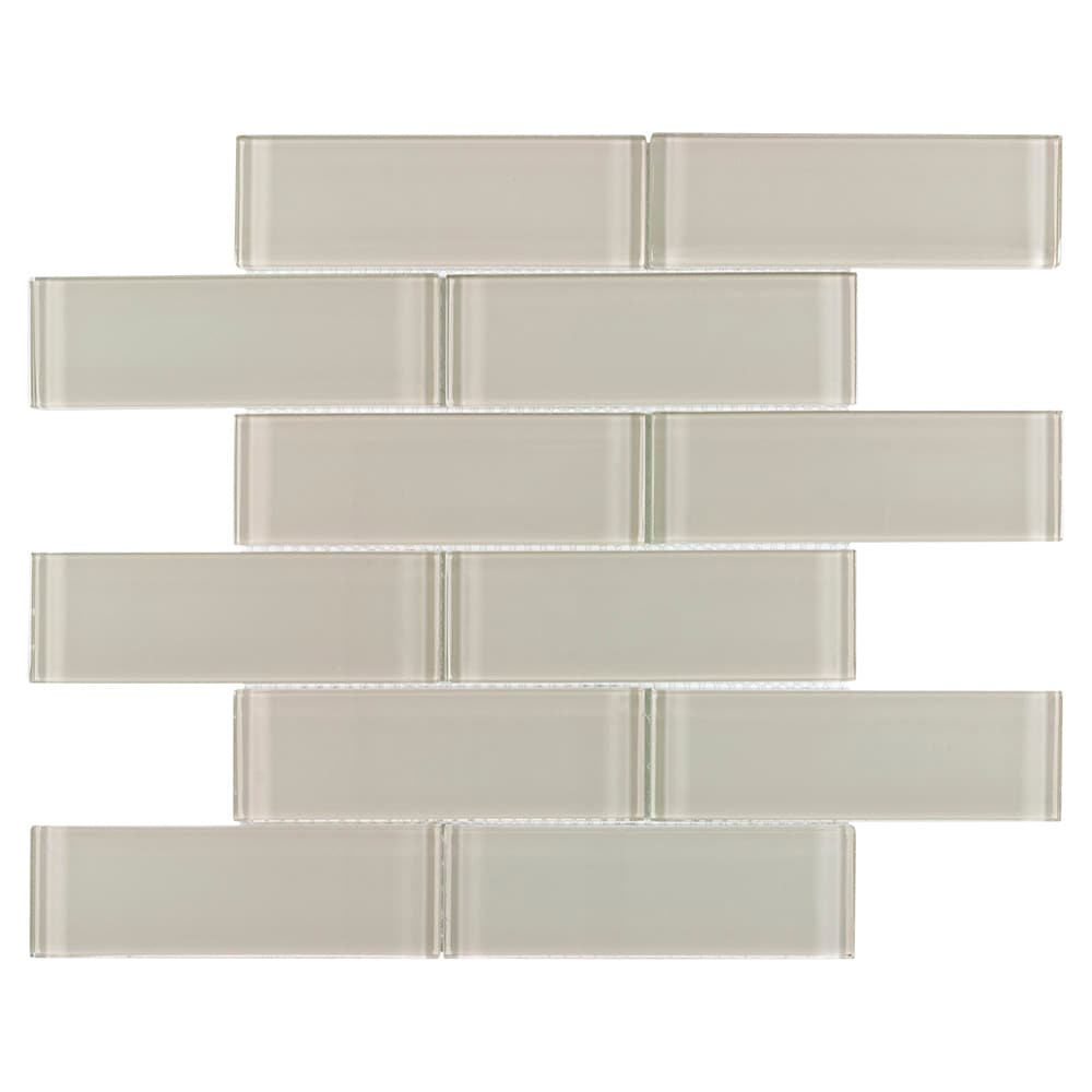 Elida Ceramica 2-in x 6-in Beige Glossy Glass Brick Mosaic Wall Tile, 12-in x 12-in Sheet