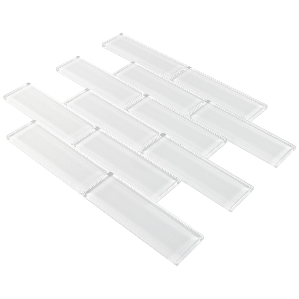 Elida Ceramica 2-in x 6-in Super White Glass 12-in x 12-in Glossy Brick Mosaic Wall Tile