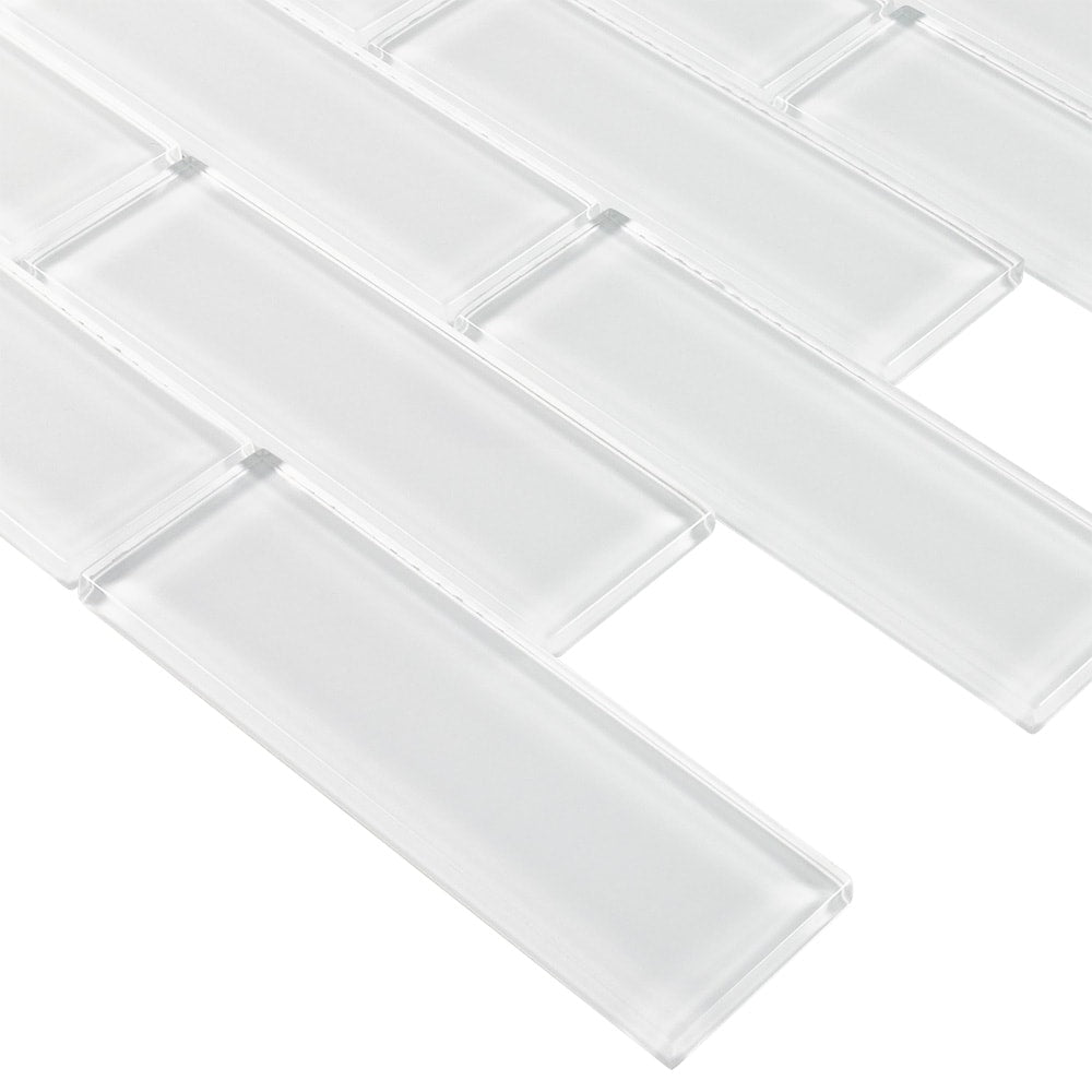 Elida Ceramica 2-in x 6-in Super White Glass 12-in x 12-in Glossy Brick Mosaic Wall Tile