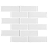 Elida Ceramica 2-in x 6-in Super White Glass 12-in x 12-in Glossy Brick Mosaic Wall Tile