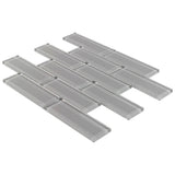 Elida Ceramica Gray 12-in x 12-in Glossy Glass Brick Subway Mosaic Wall Tile (0.955-sq ft)
