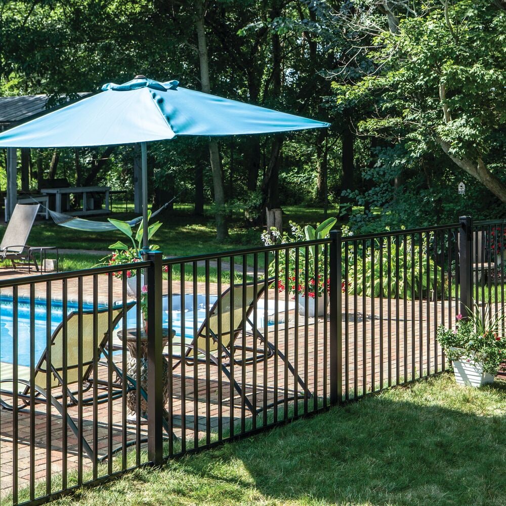 Freedom Easton 4-ft H x 6-ft W Black Aluminum Spaced Picket Flat-top Decorative Fence Panel