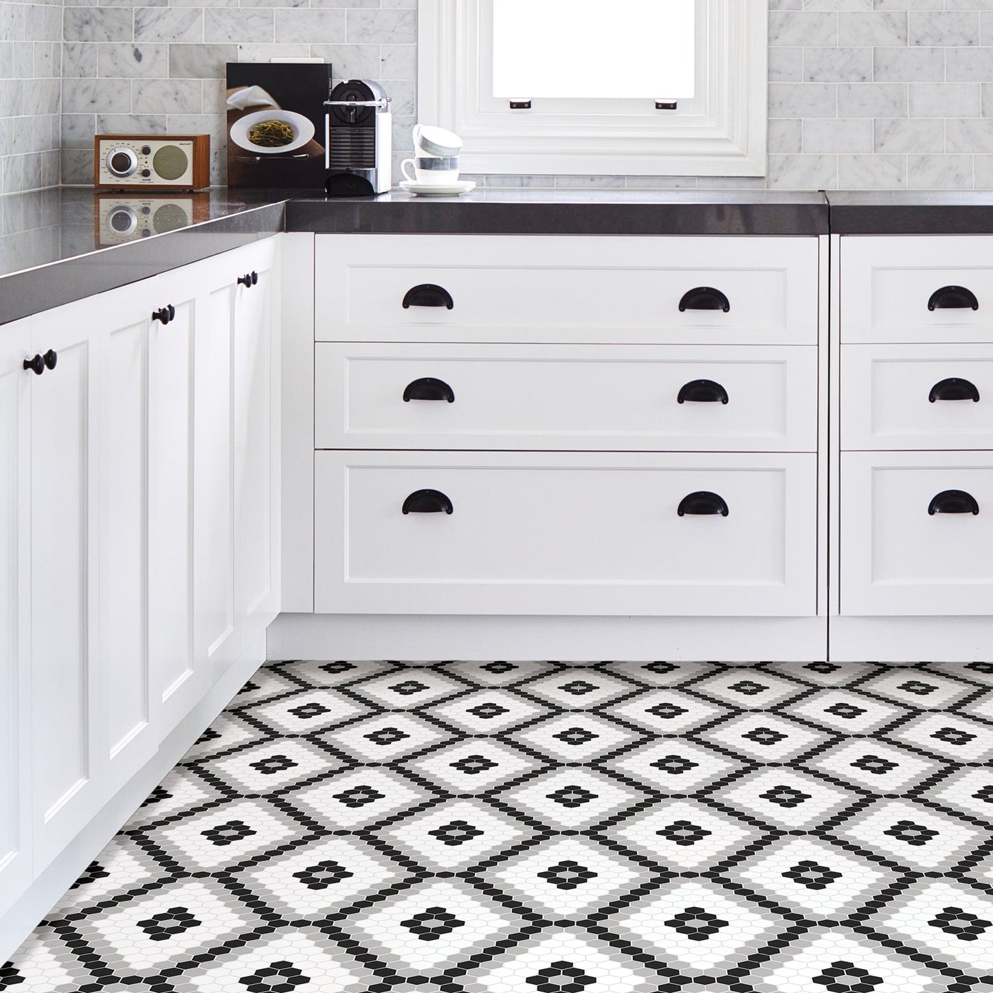 FloorPops Black 12-in x 12-in Water Resistant Peel and Stick Vinyl Tile Flooring (20-sq ft)