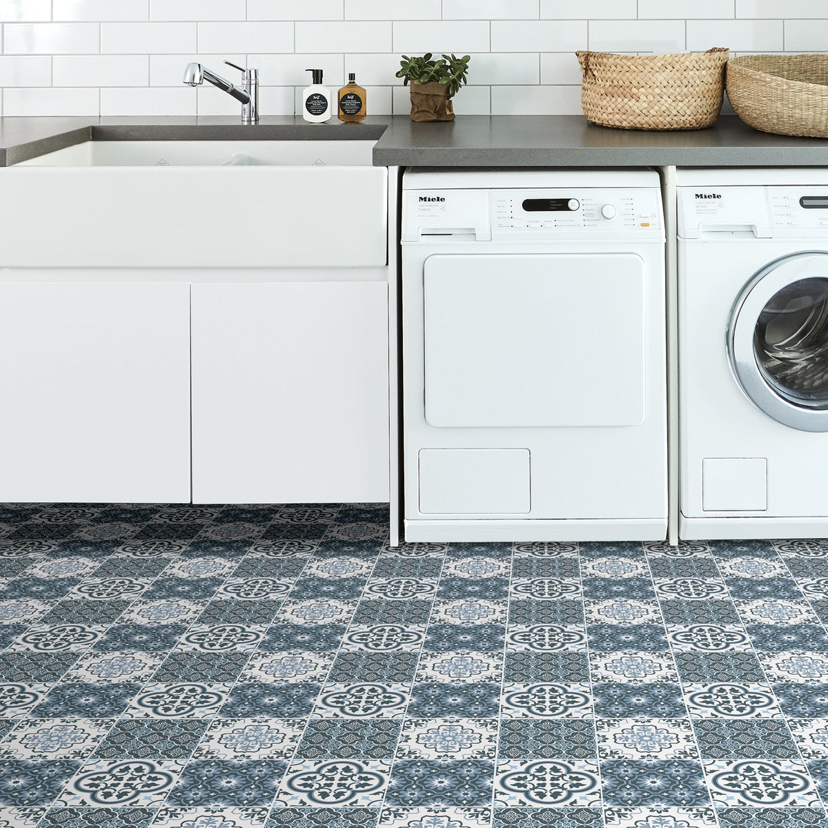 FloorPops 20-Piece 12-in x 12-in Blue Peel and Stick Vinyl Tile