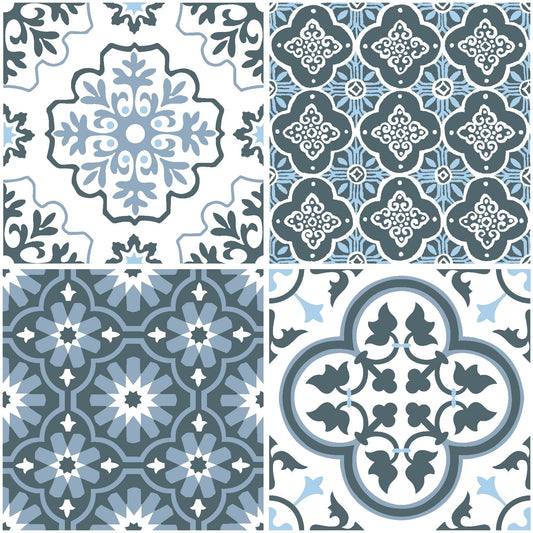 FloorPops Blue 12-in x 12-in Water-Resistant Peel and Stick Vinyl Tile Flooring, 20-sq ft Carton