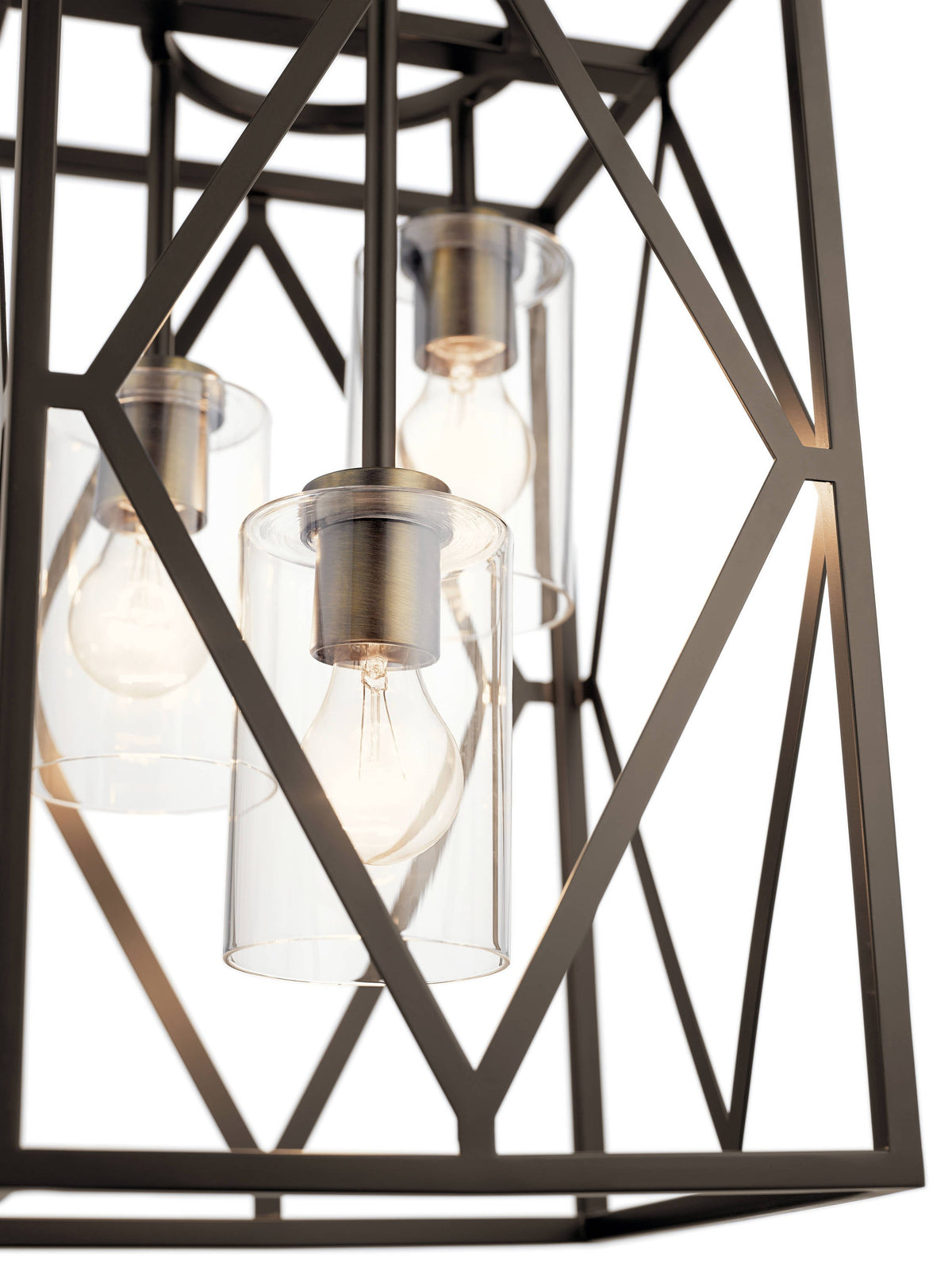 Kichler Solander 3-Light Olde Bronze Traditional Clear Glass Geometric Medium Hanging Pendant Light