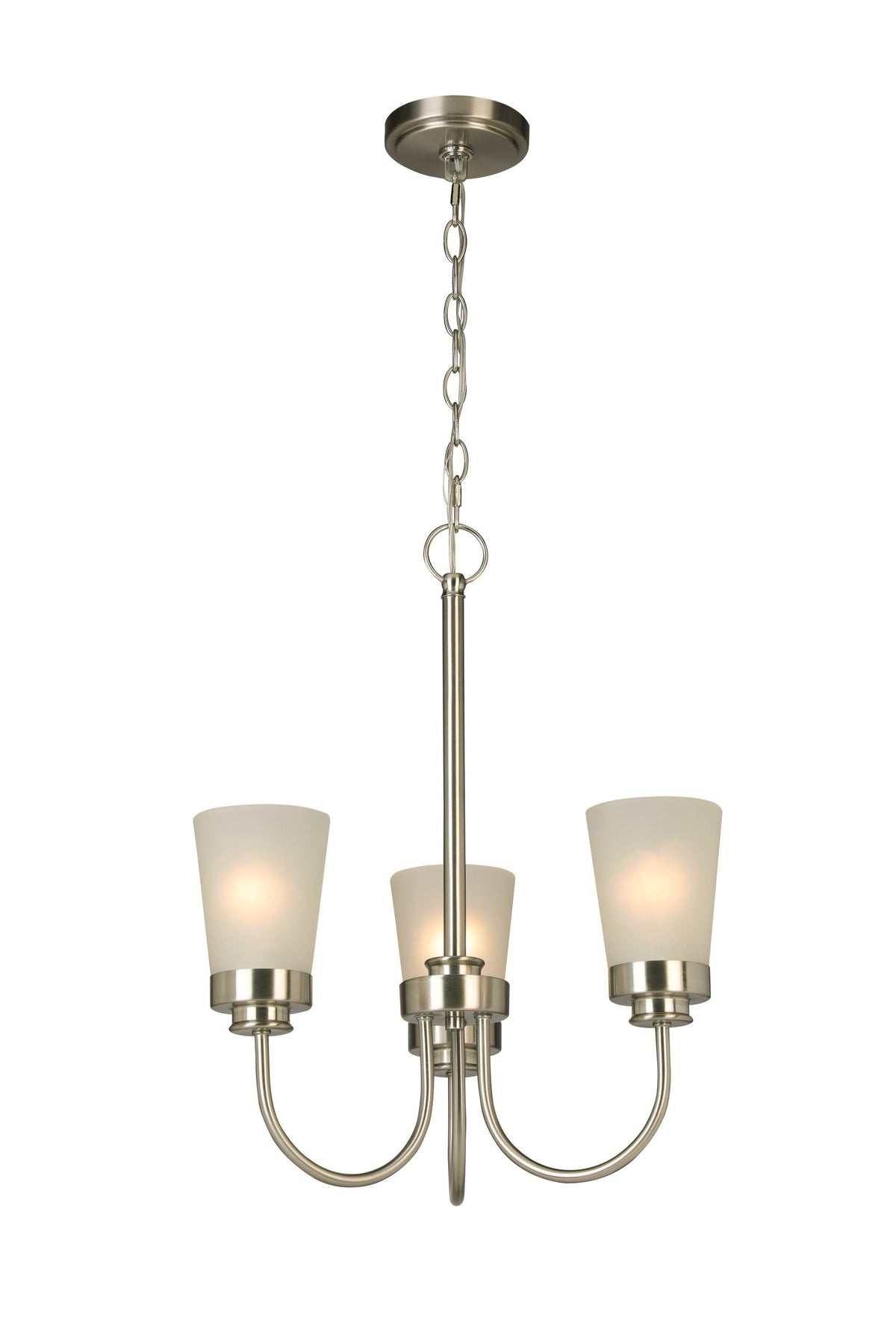 Project Source Aldridge 3-Light Brushed Nickel Modern/Contemporary Chandelier, 18.87-in W x 22.25-in H