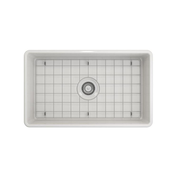 Farmhouse Apron-Front Fireclay 30 in. Single Bowl Kitchen Sink in White with Grid