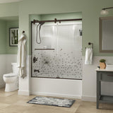 Simplicity 60 x 58-3/4 in. Frameless Contemporary Sliding Bathtub Door in Bronze with Rain Glass - Super Arbor
