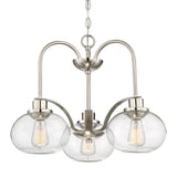 Quoizel Trilogy 3-Light Brushed Nickel Chandelier with Clear Seeded Glass