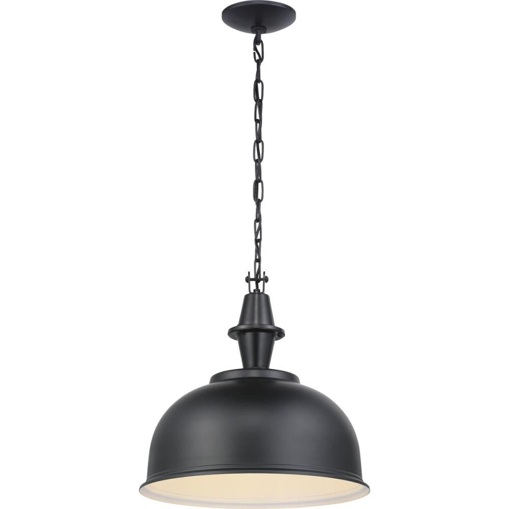 Progress Lighting Impress Black Industrial Dome Pendant Light, 16-in W x 15.125-in H