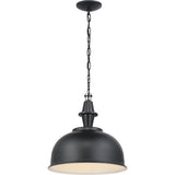 Progress Lighting Impress Black Industrial Dome Pendant Light, 16-in W x 15.125-in H