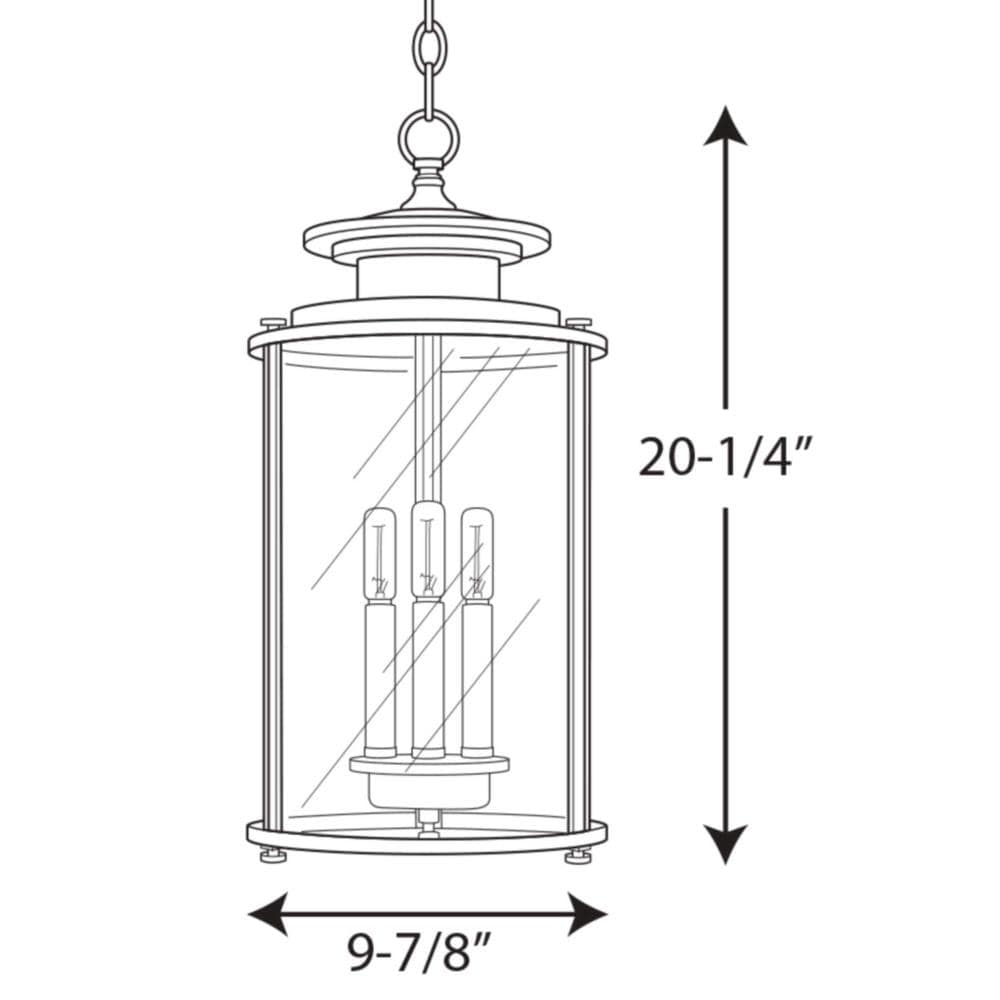 Progress Lighting Squire 3-Light Antique Bronze Traditional Clear Glass Lantern Mini Indoor/Outdoor Hanging Pendant Light