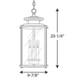 Progress Lighting Squire 3-Light Antique Bronze Traditional Clear Glass Lantern Mini Indoor/Outdoor Hanging Pendant Light